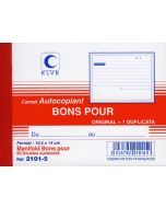 Carnet autocopiants Dupli - 105 x 140 mm - Bon Pour 21015 ELVE