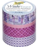 Ruban décoratif autocollant - Rêve de gamine : FOLIA Washi Tape Lot de 4 Visuel