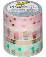 Ruban décoratif autocollant - Hotfoil Or : FOLIA Washi Tape Lot de 4 Photo