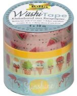 Ruban décoratif autocollant - Tropical : FOLIA Washi Tape Lot de 4 Visuel