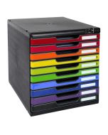 Module de rangement 10 tiroirs - Verrouillable - Modulo - Noir/Arlequin : EXACOMPTA Iderama image