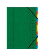54123E EXACOMPTA : Trieur avec élastiques - 12 compartiments - Vert
