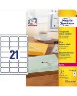 Étiquettes autocollantes transparentes 63,5 x 38,1 mm : AVERY