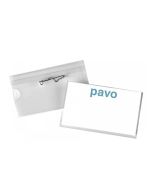 Photo Lot de 50 Badges avec épingle torsadée - 60 x 40 mm : PAVO