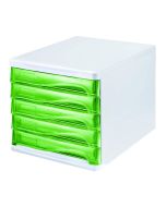 Photo Bloc de rangement - 5 tiroirs - Blanc/Vert transparent : HELIT H6129450