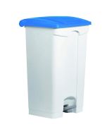 Photo Poubelle à roulettes avec couvercle - 90 litres - Blanc/Bleu : HELIT H2402334