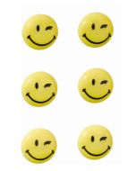 Photo Lot de 6 Aimants SMILEY 30 mm - Jaune et Noir : FRANKEN
