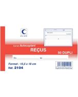 REÇUS sans TVA : Carnet autocopiant Dupli - 105 x 180 mm 2104 Elve