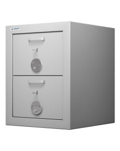 HARTMANN 2T : Armoire forte coupe-feu à 2 tiroirs Class Fire - Serrure à clés - 2 tiroirs ouvert