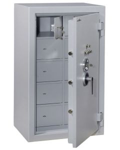 HARTMANN : Armoire forte Protect à 40 compartiments - Serrure à clés et à tubes compteurs - 840 L ouvert