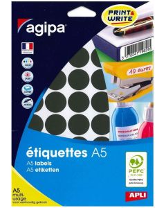 Photo Pastilles adhésives rondes - 24 mm - Noir AGIPA