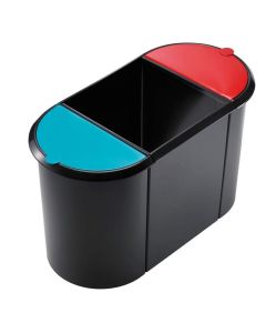 Photo Corbeille à papier en plastique - Trio System Noir/Vert/Rouge : HELIT H6103596