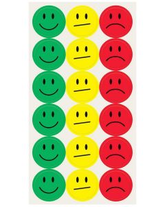 Photo Pastilles adhésives rondes Smiley - 20 mm - Assortiment SIGEL