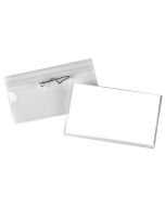 PAVO : Lot de 50 badges avec épingle torsadée - 90 X 54 mm