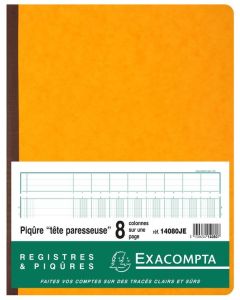 Registre à têtes paresseuses - 8 colonnes - 320 x 250 mm - Jaune EXACOMPTA Image