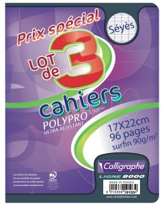 CALLIGRAPHE 19193C : Lot de cahiers Séyès - POLYPRO - 96 pages - 240 x 320 mm