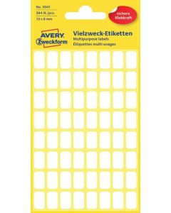 AVERY : Lot de 384 étiquettes adhésives - 13 x 8 mm - Blanc