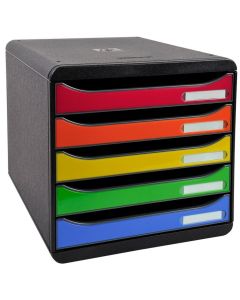 Module de rangement 5 tiroirs - Big Box Plus - Noir/Arlequin Glossy EXACOMPTA Glossy