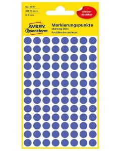 Pastilles adhésives amovibles - 8 mm - Bleu AVERY Lot de 416