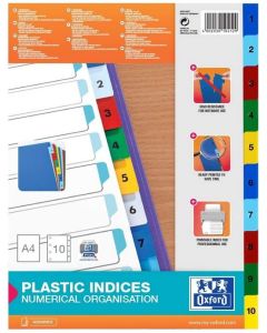 image Photo Jeu de 10 Intercalaires à chiffres en plastique - 230 x 297 mm OXFORD