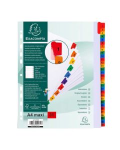 Jeu de 31 Intercalaires numériques avec touches couleurs - 1 à 31 - 245 x 297 mm A4 maxi : EXACOMPTA