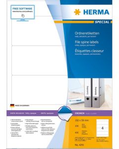 Etiquettes pour dos de classeur - 59 x 192 mm - Blanc : HERMA 4291