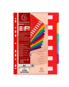 Jeu de 6 Intercalaires en PP opaque - 225 x 297 mm EXACOMPTA