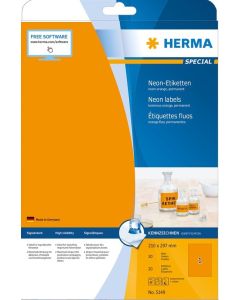 Étiquettes adhésives - Orange fluorescent - 210 x 297 mm HERMA 5149 