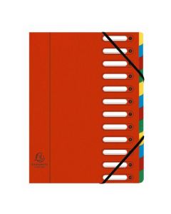 Trieur avec élastiques - Rouge - 12 compartiments EXACOMPTA