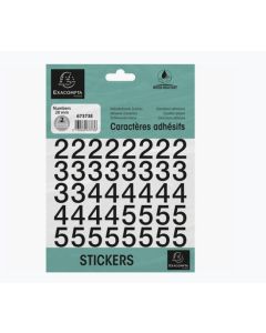 Pochette de Chiffres adhésifs de 0 à 9 - 20 mm - Noir : EXACOMPTA image