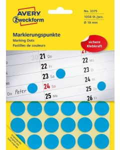AVERY Pastilles adhésives 18 mm - Bleu Modèle