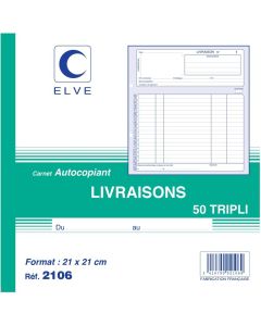 Photo Carnet de livraison 210 x 210 mm - Autocopiant Tripli ELVE