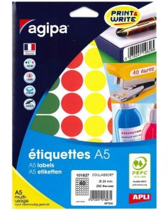 Photo Pastilles adhésives rondes - 24 mm - Assortiment AGIPA