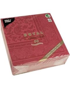 Photo Lot de 50 serviettes en papier - Bordeaux - 400 x 400 mm : PAPSTAR ROYAL Collection Ornements Image