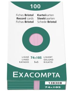 Photo Fiches Bristol lignées - 74 x 105 mm - Rose EXACOMPTA Image