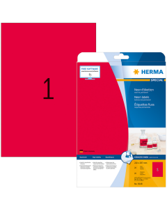Photo Étiquettes adhésives - 210 x 297 mm - Rouge fluorescent HERMA