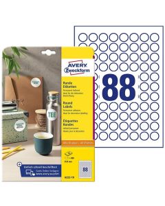 Photo Étiquettes adhésives permanentes - Diamètre 10 mm - Blanc AVERY