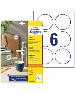 Photo Étiquettes adhésives amovibles - Diamètre 80 mm - Blanc AVERY