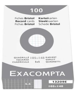 Fiches Bristol A6 105 x 148 mm - Blanc quadrillé EXACOMPTA 13209E