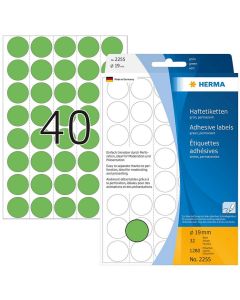 Photo HERMA : Lot de 1280 étiquettes adhésives rondes - 19,0  mm - Vert