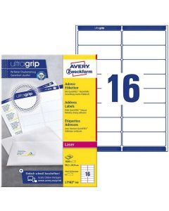 Photo Étiquettes adresses - 99,1 x 33,9 mm Lot de 1600 AVERY L7162-100.FR