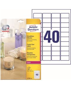 Photo Étiquettes adhésives résistantes - 45,7 x 25,4 mm - Transparent AVERY