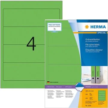 Etiquettes pour dos de classeur - 61 x 192 mm - Vert : HERMA 4299