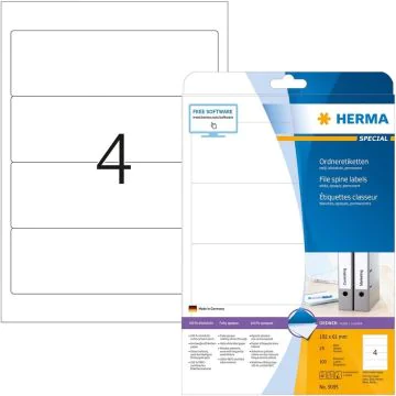 Etiquettes pour dos de classeur - 61 x 192 mm - Blanc : HERMA 5095