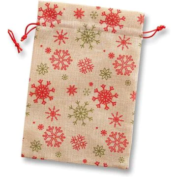 Pochette imitation toile de jute - 170 x 250 mm - Flocons de neige : FOLIA Visuel
