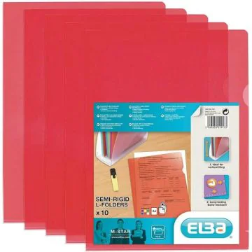 Photo pochettes à coins A4 -  Rouge ELBA 100206709