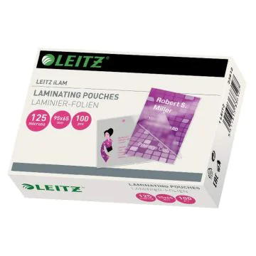 Photo Pochettes à plastifier des Cartes - 250 mic 65 x 95 mm : LEITZ Lot de 100 - 33812
