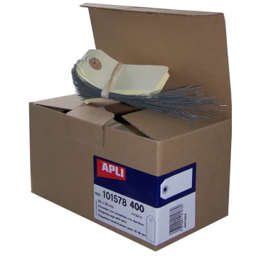 Photo Etiquettes à trou et fil de fer - 80 x 38 mm - Beige AGIPA